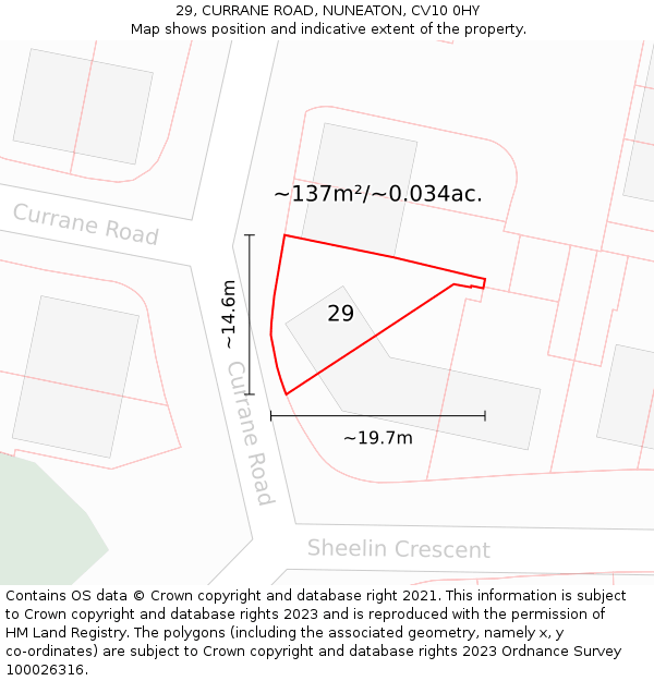 29, CURRANE ROAD, NUNEATON, CV10 0HY: Plot and title map