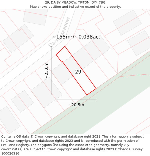 29, DAISY MEADOW, TIPTON, DY4 7BG: Plot and title map
