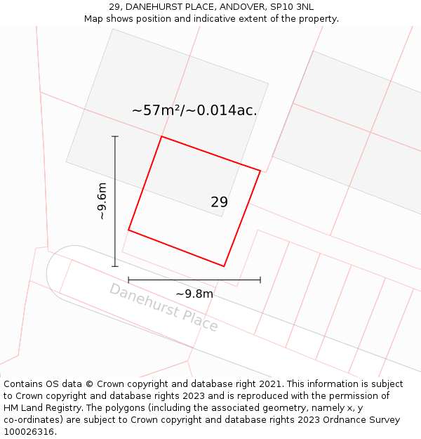 29, DANEHURST PLACE, ANDOVER, SP10 3NL: Plot and title map