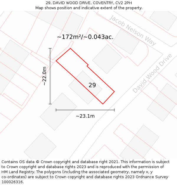 29, DAVID WOOD DRIVE, COVENTRY, CV2 2PH: Plot and title map