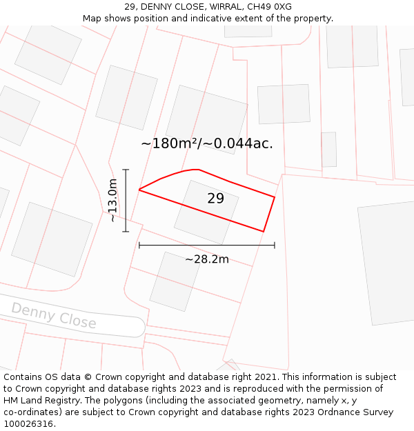 29, DENNY CLOSE, WIRRAL, CH49 0XG: Plot and title map