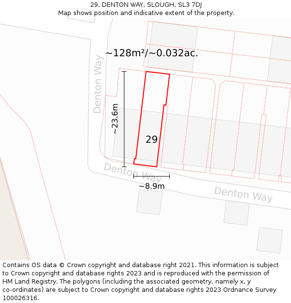 29, DENTON WAY, SLOUGH, SL3 7DJ: Plot and title map