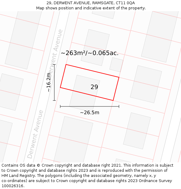 29, DERWENT AVENUE, RAMSGATE, CT11 0QA: Plot and title map