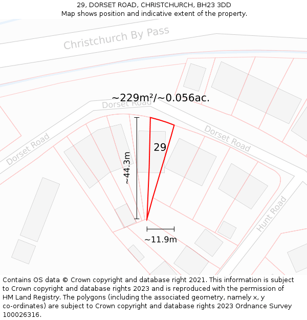 29, DORSET ROAD, CHRISTCHURCH, BH23 3DD: Plot and title map