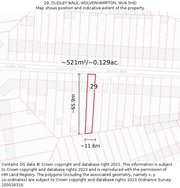 29, DUDLEY WALK, WOLVERHAMPTON, WV4 5HD: Plot and title map