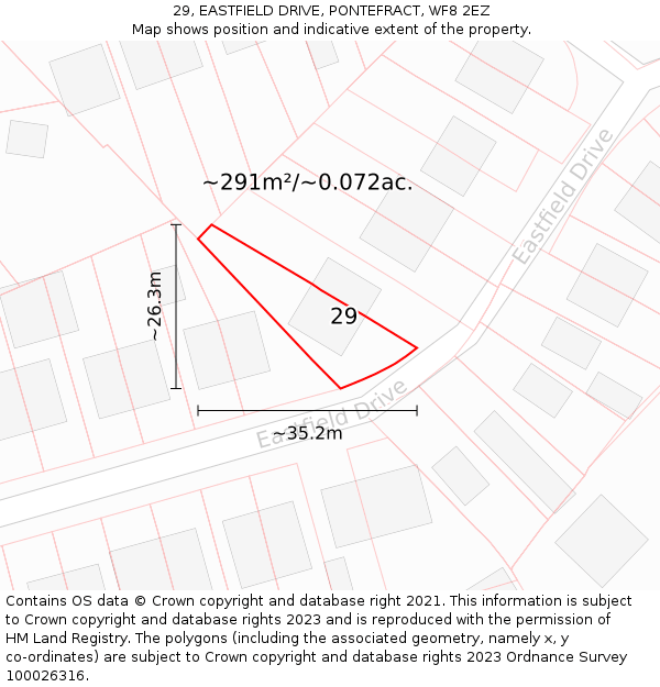 29, EASTFIELD DRIVE, PONTEFRACT, WF8 2EZ: Plot and title map