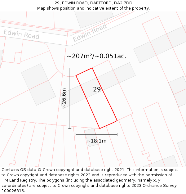 29, EDWIN ROAD, DARTFORD, DA2 7DD: Plot and title map