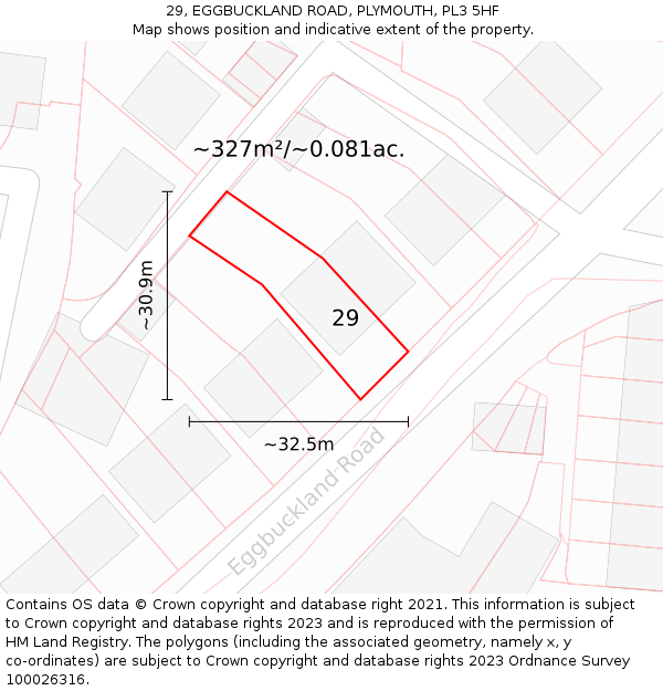 29, EGGBUCKLAND ROAD, PLYMOUTH, PL3 5HF: Plot and title map