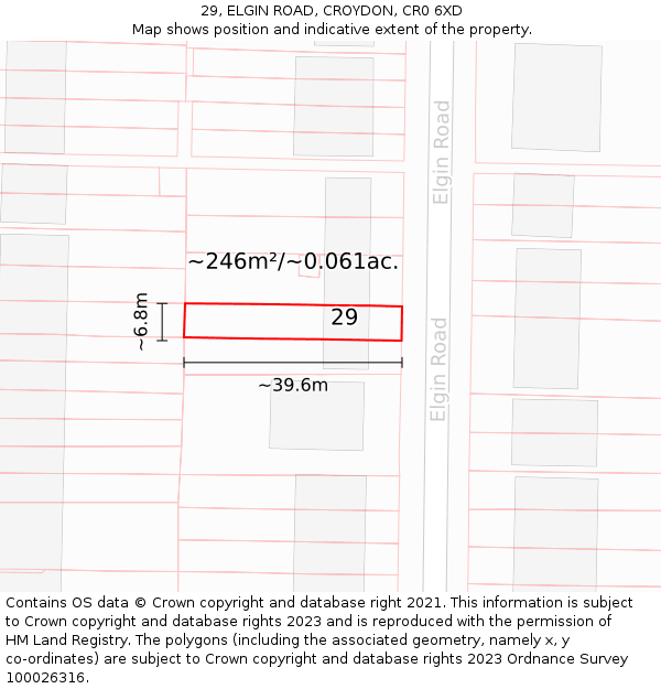 29, ELGIN ROAD, CROYDON, CR0 6XD: Plot and title map