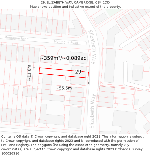 29, ELIZABETH WAY, CAMBRIDGE, CB4 1DD: Plot and title map