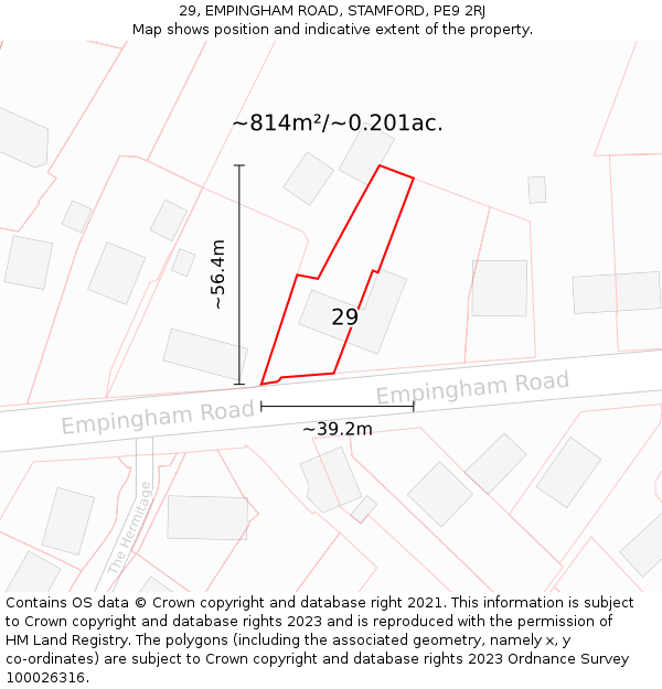 29, EMPINGHAM ROAD, STAMFORD, PE9 2RJ: Plot and title map