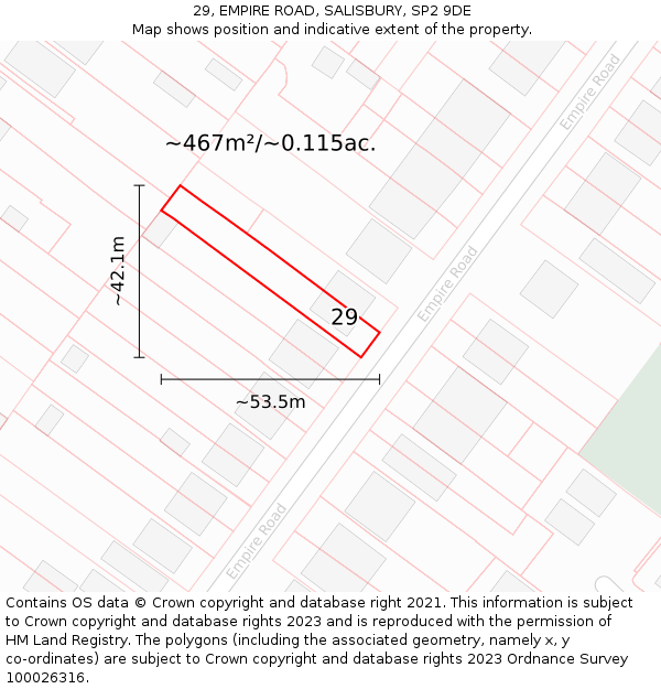 29, EMPIRE ROAD, SALISBURY, SP2 9DE: Plot and title map
