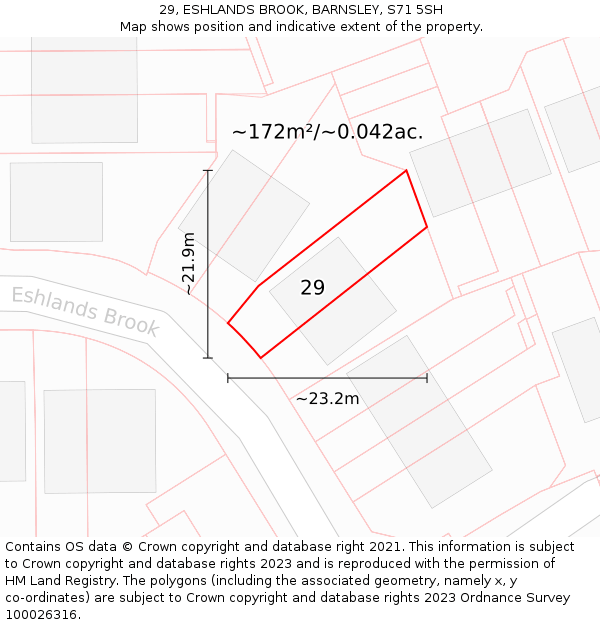 29, ESHLANDS BROOK, BARNSLEY, S71 5SH: Plot and title map