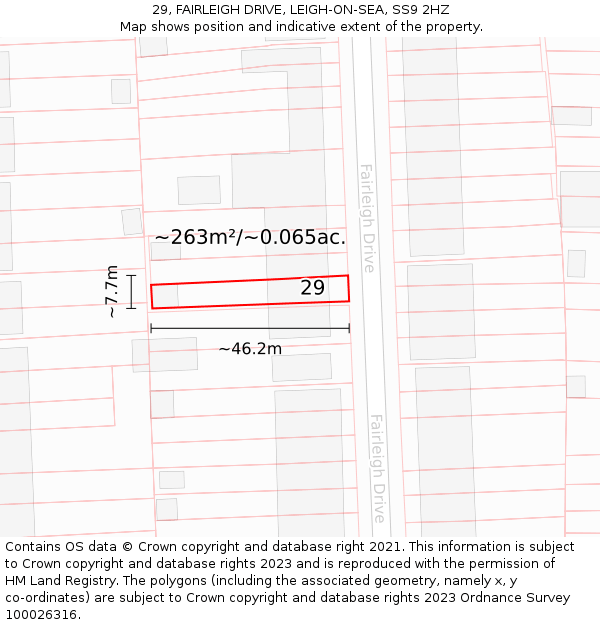 29, FAIRLEIGH DRIVE, LEIGH-ON-SEA, SS9 2HZ: Plot and title map