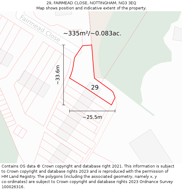 29, FAIRMEAD CLOSE, NOTTINGHAM, NG3 3EQ: Plot and title map