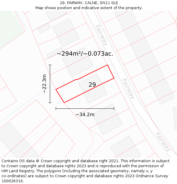 29, FAIRWAY, CALNE, SN11 0LE: Plot and title map
