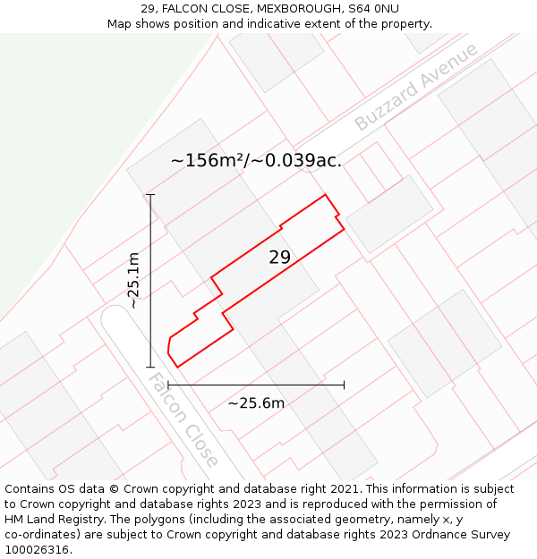 29, FALCON CLOSE, MEXBOROUGH, S64 0NU: Plot and title map