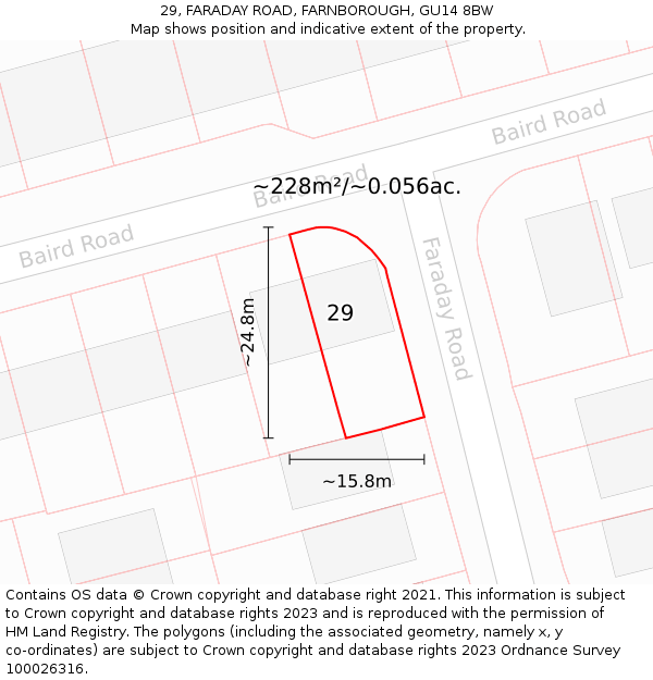 29, FARADAY ROAD, FARNBOROUGH, GU14 8BW: Plot and title map