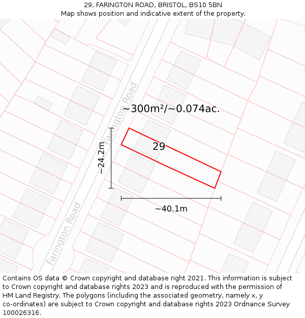 29, FARINGTON ROAD, BRISTOL, BS10 5BN: Plot and title map