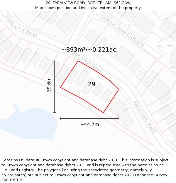 29, FARM VIEW ROAD, ROTHERHAM, S61 2AW: Plot and title map