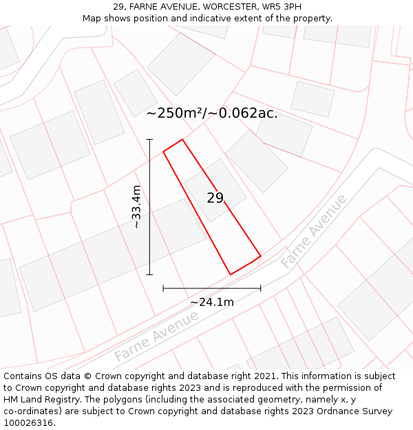 29, FARNE AVENUE, WORCESTER, WR5 3PH: Plot and title map