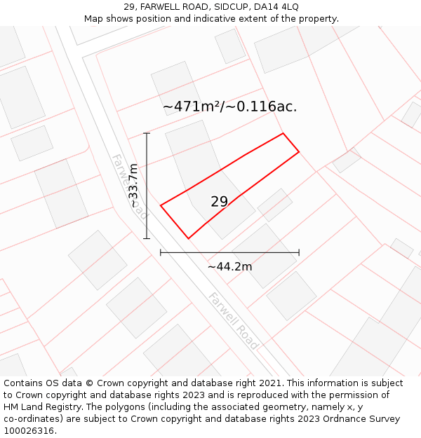 29, FARWELL ROAD, SIDCUP, DA14 4LQ: Plot and title map