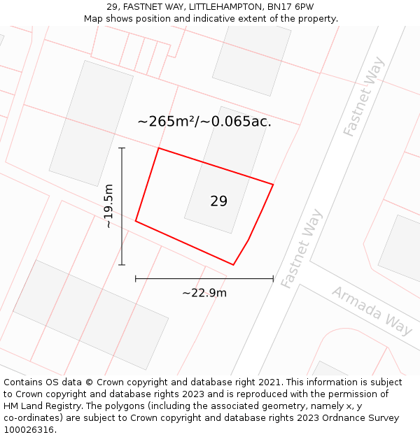 29, FASTNET WAY, LITTLEHAMPTON, BN17 6PW: Plot and title map