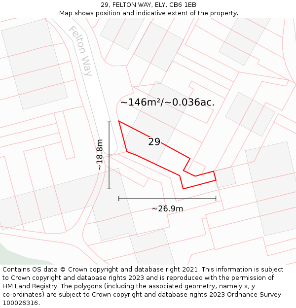 29, FELTON WAY, ELY, CB6 1EB: Plot and title map
