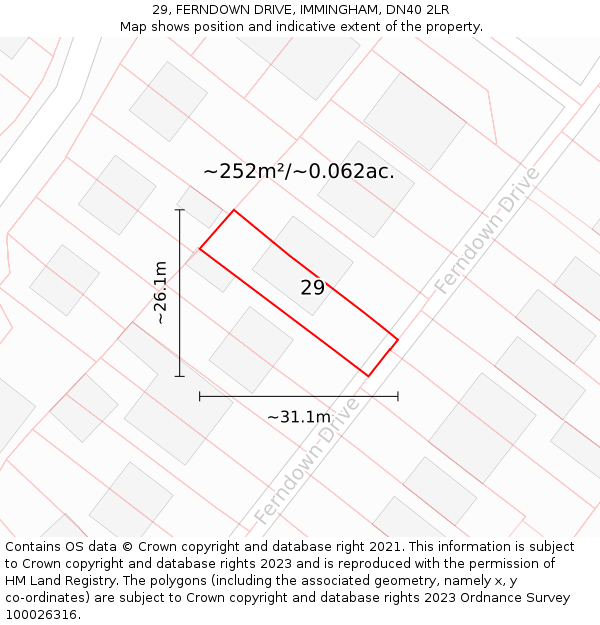 29, FERNDOWN DRIVE, IMMINGHAM, DN40 2LR: Plot and title map