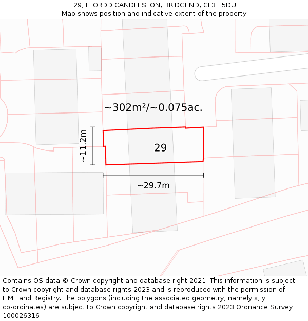29, FFORDD CANDLESTON, BRIDGEND, CF31 5DU: Plot and title map