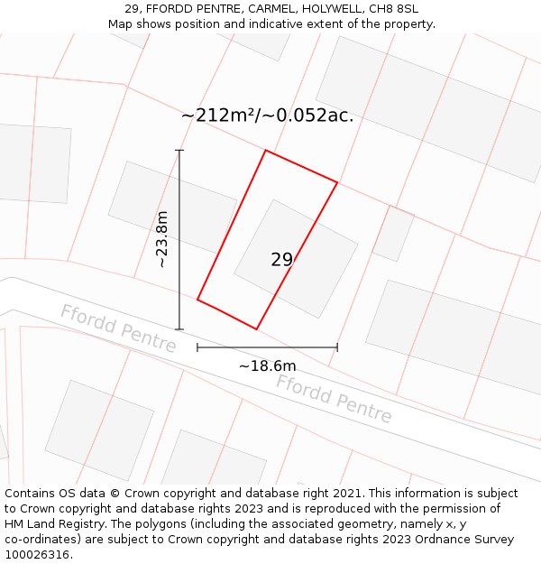 29, FFORDD PENTRE, CARMEL, HOLYWELL, CH8 8SL: Plot and title map