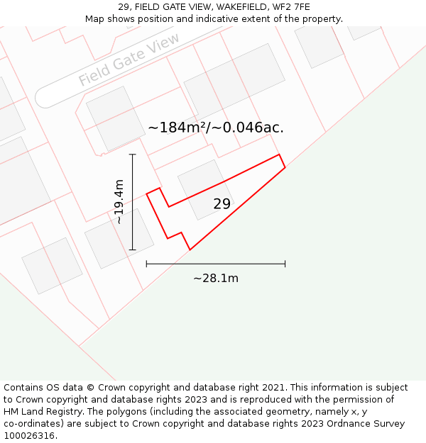 29, FIELD GATE VIEW, WAKEFIELD, WF2 7FE: Plot and title map
