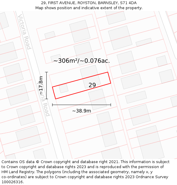 29, FIRST AVENUE, ROYSTON, BARNSLEY, S71 4DA: Plot and title map