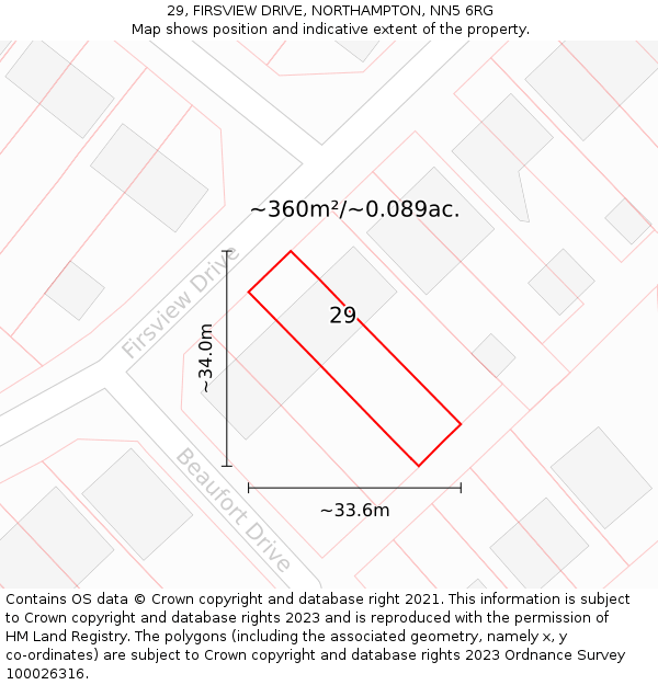 29, FIRSVIEW DRIVE, NORTHAMPTON, NN5 6RG: Plot and title map