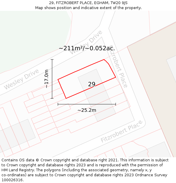 29, FITZROBERT PLACE, EGHAM, TW20 9JS: Plot and title map