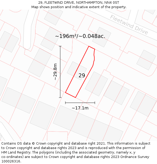 29, FLEETWIND DRIVE, NORTHAMPTON, NN4 0ST: Plot and title map