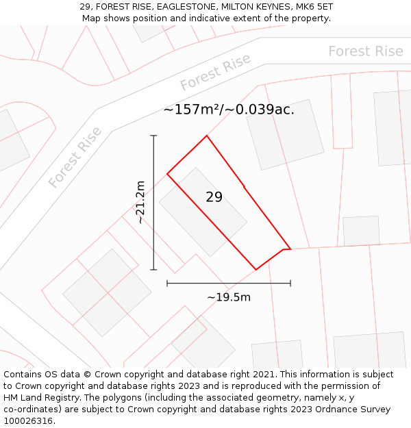 29, FOREST RISE, EAGLESTONE, MILTON KEYNES, MK6 5ET: Plot and title map