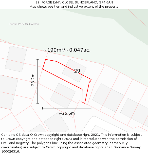 29, FORGE LYNN CLOSE, SUNDERLAND, SR4 6AN: Plot and title map