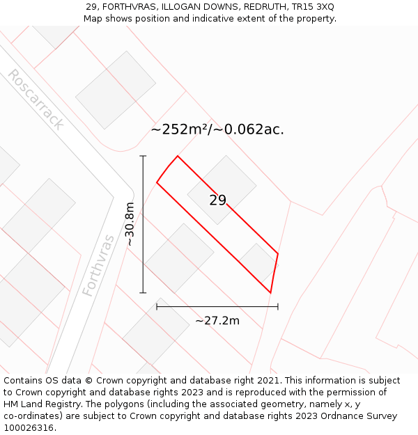 29, FORTHVRAS, ILLOGAN DOWNS, REDRUTH, TR15 3XQ: Plot and title map