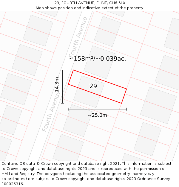 29, FOURTH AVENUE, FLINT, CH6 5LX: Plot and title map
