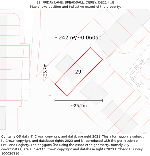 29, FRIDAY LANE, BREADSALL, DERBY, DE21 4UE: Plot and title map