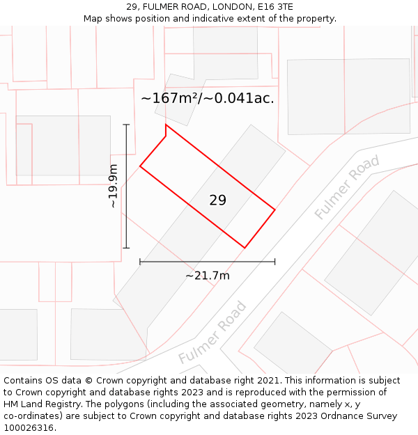 29, FULMER ROAD, LONDON, E16 3TE: Plot and title map