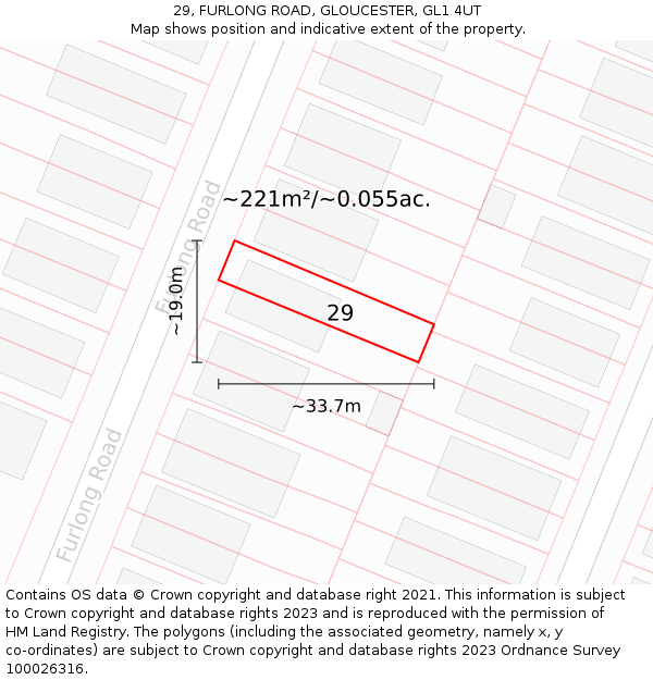 29, FURLONG ROAD, GLOUCESTER, GL1 4UT: Plot and title map