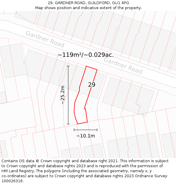 29, GARDNER ROAD, GUILDFORD, GU1 4PG: Plot and title map