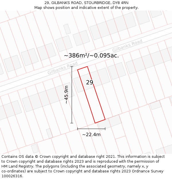 29, GILBANKS ROAD, STOURBRIDGE, DY8 4RN: Plot and title map