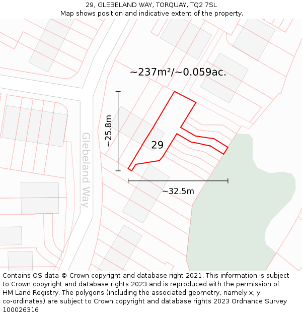 29, GLEBELAND WAY, TORQUAY, TQ2 7SL: Plot and title map