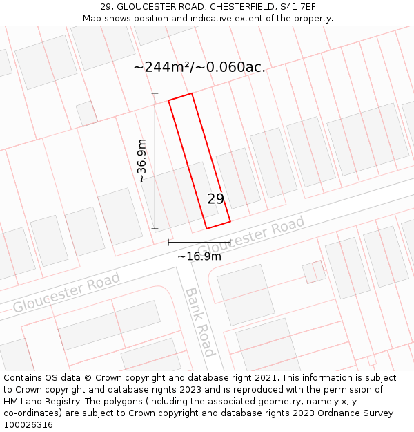 29, GLOUCESTER ROAD, CHESTERFIELD, S41 7EF: Plot and title map