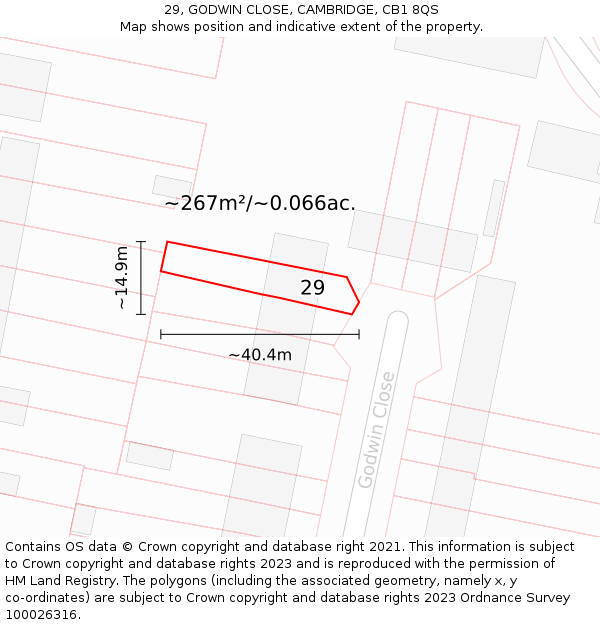 29, GODWIN CLOSE, CAMBRIDGE, CB1 8QS: Plot and title map