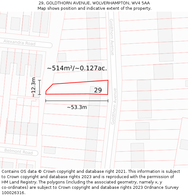 29, GOLDTHORN AVENUE, WOLVERHAMPTON, WV4 5AA: Plot and title map