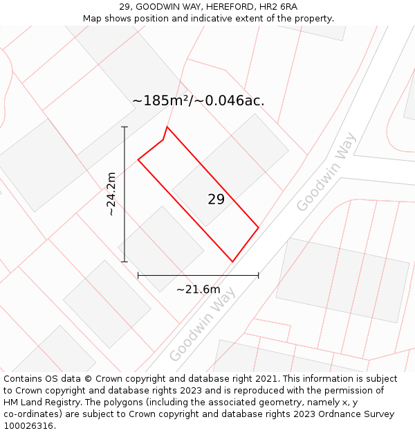 29, GOODWIN WAY, HEREFORD, HR2 6RA: Plot and title map